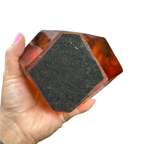 Vintage Amber Glass Bottles w/ Brass Finials | Set of 3 | Heavy Apothecary Decor - Picture 5 of 8